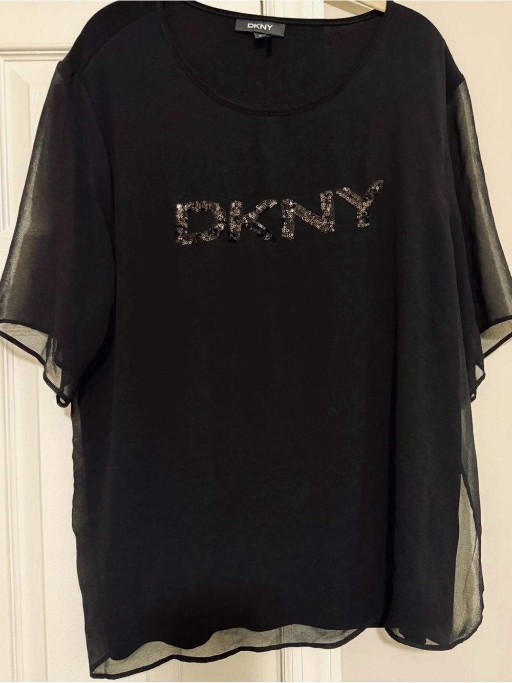 DKNY Black Crew Neck Stretch Top